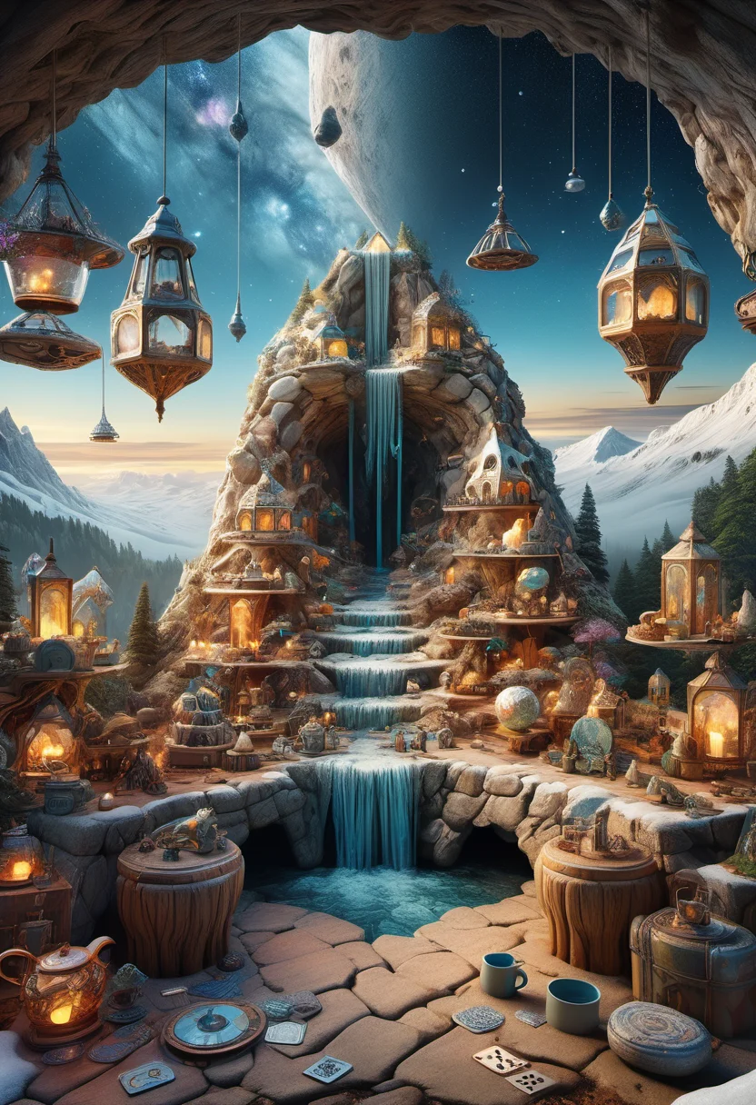 hyper detailed masterpiece, dynamic realistic digital art, awesome quality,pouring grotto,efface timberland,geometric dunwich procedural sky,nebula, clinical,snow-capped peaks,seraphic,nature reserves,DonMT34P4rtyXL <lora:DonMT34P4rtyXL-v1.1-000008:0.8>