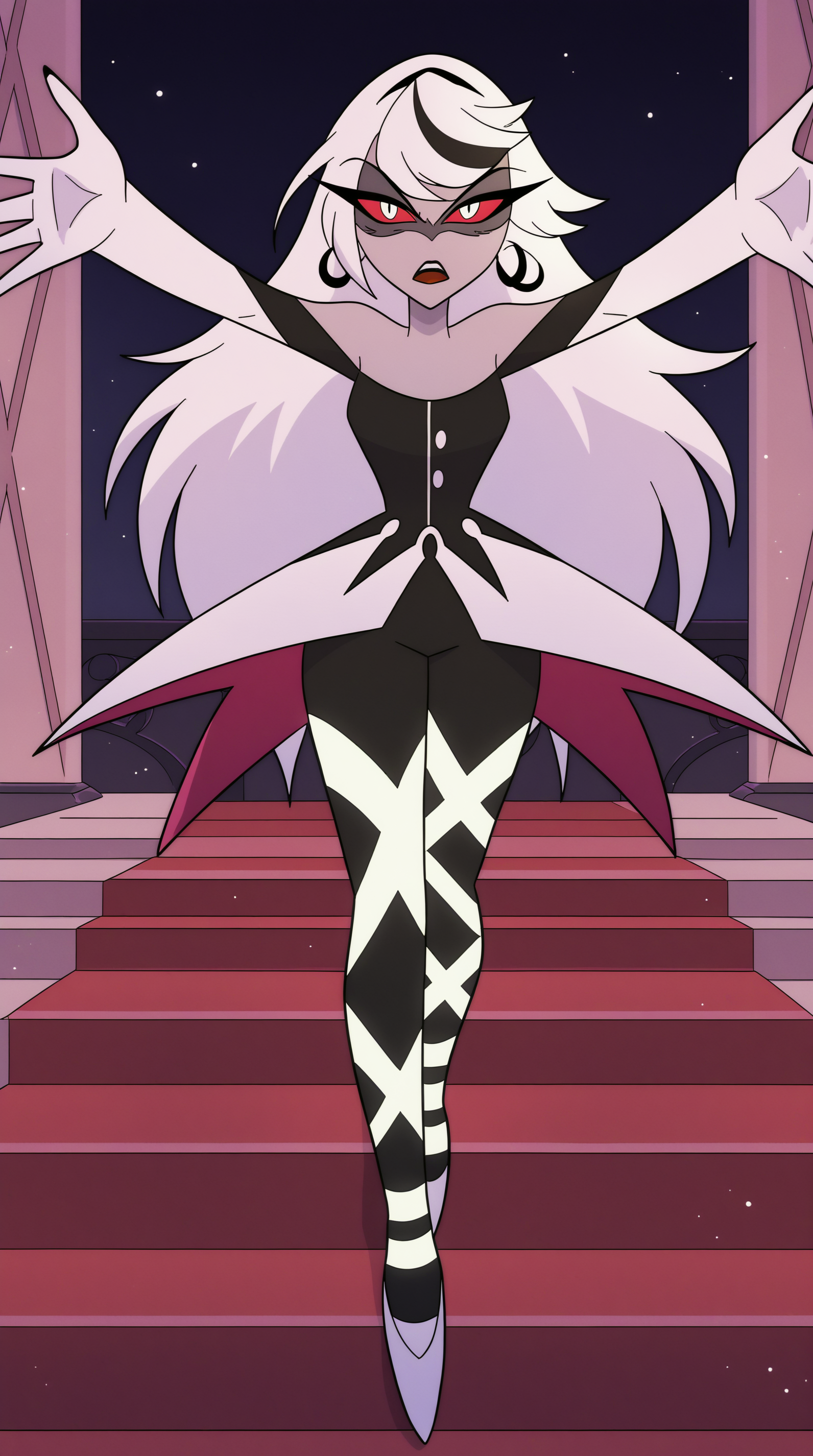 score_9, score_8_up, score_7_up,anime_source, source_anime, best   Carmilla Carmine, Main Outfit, solo, looking at viewer, outstretched arms, stairs,   <lora:JN_Carmilla_Carmine_Pony:0.8>