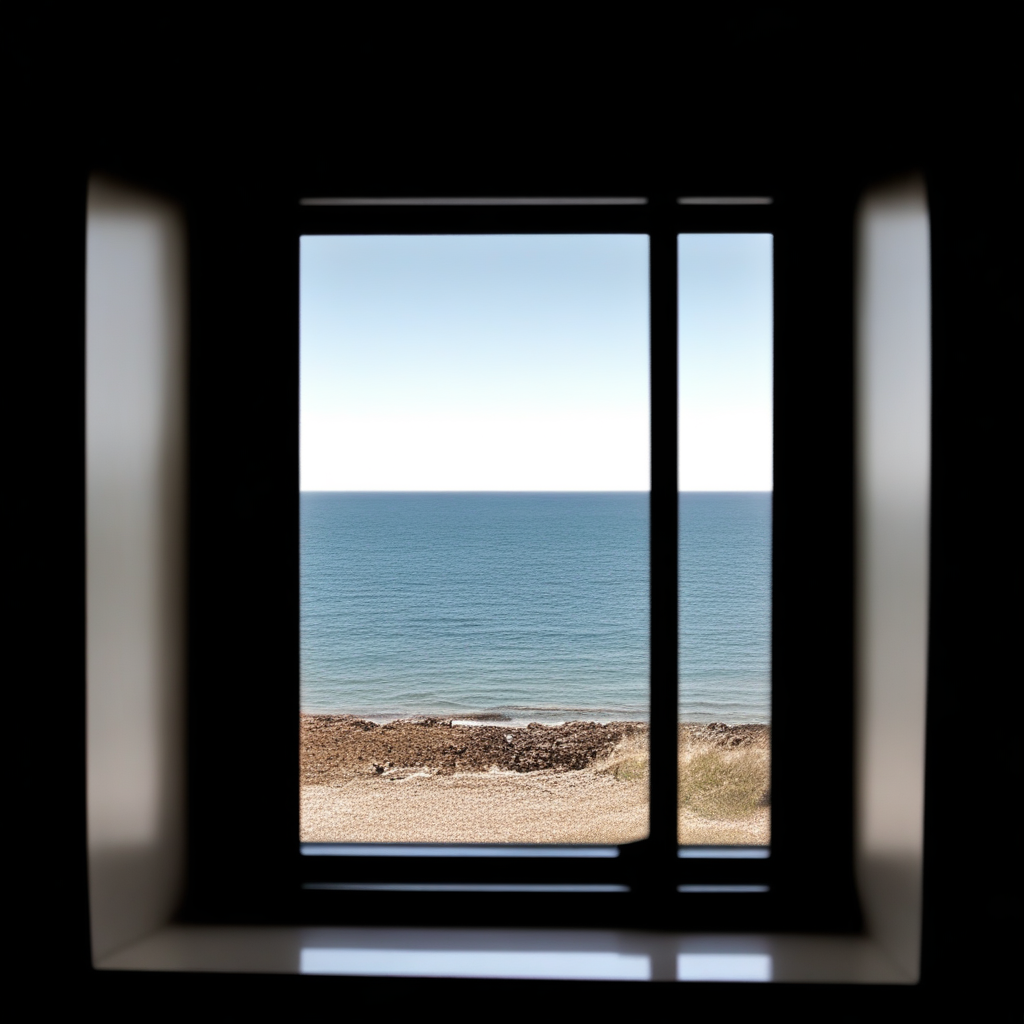Through a window looking at the sea