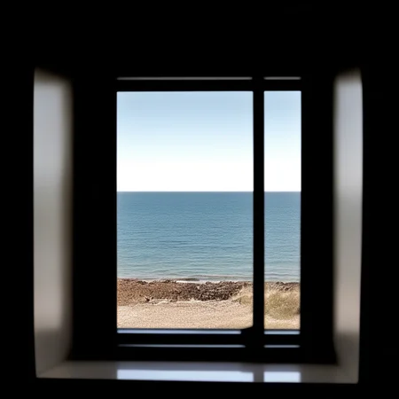 Through a window looking at the sea