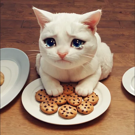 score_9, score_8_up, score_7_up,sad cat meme, 
fat cat sitting, plate with cookies,  <lora:sad_cat_pony27:0.6>,tears,cry