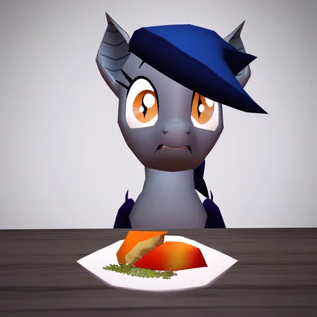 score_9, score_8_up, score_7_up BREAK
source_pony, echo, bat pony, solo, earth pony, reaction image, surprised, surprised face, mango plate, dinner, behind table, looking at you, n64zeldastyle, 3d, polygonal, white background, full body <lora:zs_N64ZeldaStyleXL:1> <lora:echo_batpony:1>