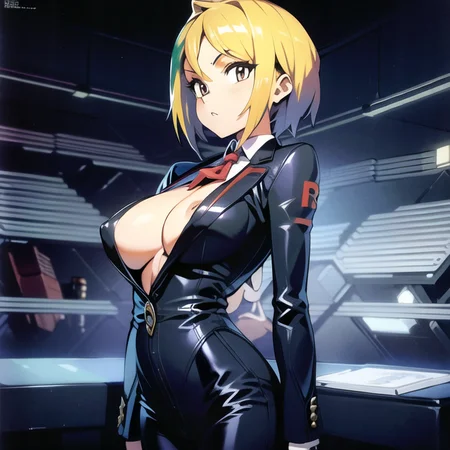 masterpiece, best quality, highres, absurdres, 8k, 4k, official art,
(flat_color:0.9),
1girl, large_breasts, Business Suit, Two-tone hair, megastructure
<lora:optionalTypo:0.65>