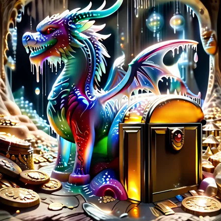 1dragon, highly detailed blue dragon, blue dragon made out of slime, scaly blue slime dragon, slime dragon with red eyes, blue slime dragon laying in its hoard, blue slime dragon with wings, dragon wings,
multi-colored gems made out of slime, in a room of treasure made out of slime, gold coins and bars made out of slime, wood-like treasure chest made out of slime, wood-colored slime chest, individual coins made out of slime, gold slime coins, piles of coins,
treasure-room, treasure, treasure chest, gemstone, coins, gold bars, gold pile,
everything made of slime, No simple background,
((translucent slime)), ((transparent slime)), (bioluminescent slime), sl1m3, slime, ais-blmn, watce, je11y, thickwater, great lighting, ral-lava, even lighting, no bright spots,