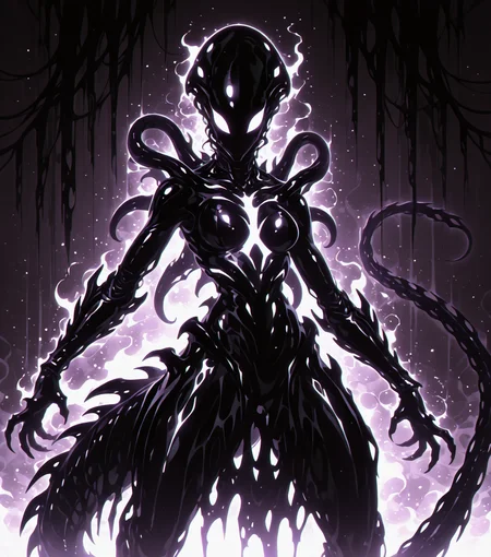 <lora:Shadows_v3_Buns:0.75> sh4d0wv3, black silhouette, solo,  xenomorph, masterpiece, best quality, amazing quality