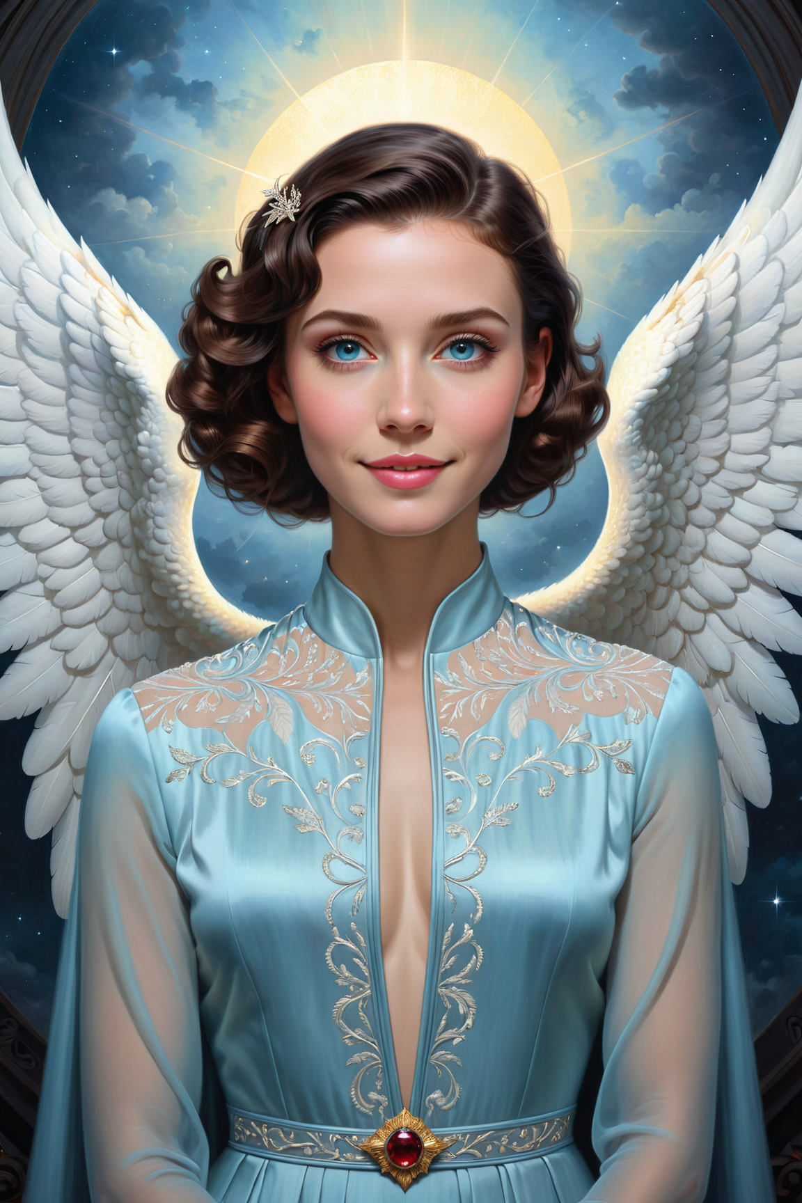 angel  by Tom Bagshaw and Natalia Rak  <lora:more_art:0.35> <lora:RMSDXL_Enhance:0.50> <lora:RMSDXL_Creative:0.50> <lora:RMSDXL_Photo:0.50> <lora:RMSDXL_Darkness_Cinema:0.50> <lora:clothing_slider:1.50> <lora:great_lighting:1.50> <lora:aesthetic:1.50> <lora:looking_at_viewer:1.50> <lora:photorealistic_portrait_v2:0.25> <lora:attractive_v2:0.15> <lora:extremely_detailed_v2:0.25> <lora:add_detail:0.25> <lora:perfect_eyes:0.25> <lora:perfect_hands:0.50> <lora:midjourney:-0.15>