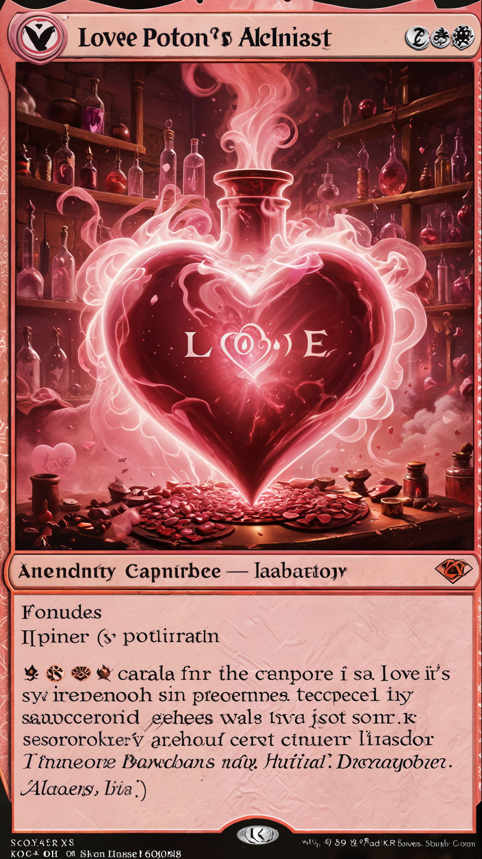 text "Love",vivid colors, sharp focus, ultra-detailed, masterpiece, extremely detailed CG unity 8k wallpaper, best quality, <lora:DetailMaximizer:0.3>, detailemaximizer, realistic, <lora:MTG-CardsXL:0.5>, mtg, mtg card,