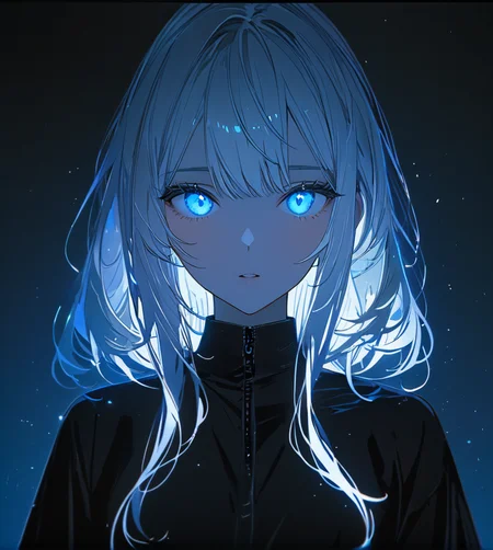 masterpiece,high resolution,8k,
3xpression,,1girl, ,black clothes,,upper body,white hair,glow
, ,gl0w,, <lora:glowXL-9:0.6>