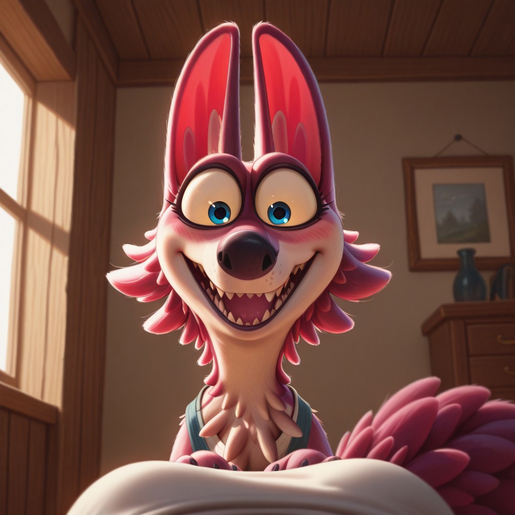 masterpiece, best quality, 32k, high resolution, absurdres, graciewolf, POV, looking at viewer, blush, smile, open mouth, sharp teeth