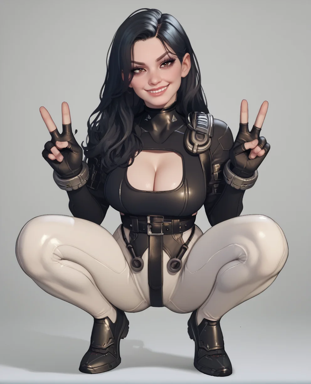 score_9,score_8_up,score_7_up,score_6_up,
Gleyxl,   v,  
black hair,long hair,brown eyes,black bodysuit,white leggings,looking at viewer,
makeup,clothing cutout,cleavage,smug,squatting,curvy,   
<lora:Gleyxl:0.9>,