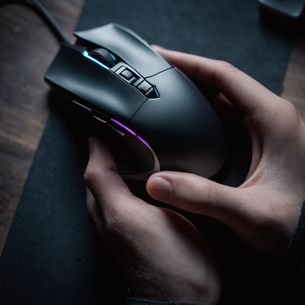 cinematic film still of  <lora:perfection style:0.1>
 <lora:detailed:0.3>
 <lora:Chiaroscuro Lighting Style:0.3>
 <lora:hand 4:0.3>
A detailed and From above,A perfect photo of a person clicking on a wired gaming mouse, shallow depth of field, vignette, highly detailed, high budget, bokeh, cinemascope, moody, epic, gorgeous, film grain, grainy