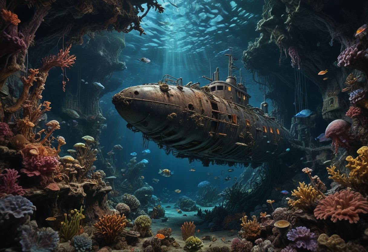 piercing light, (aesthetics:1.1), (low colors:1.2), BREAK,
<lora:-_SDXL_-_holo_effect_V1.0:1>,Hi-tech and futuristic holographic scanning, bioluminescence, optical fiber, masterpieces, octane rendering, unreal engine,intricate details, UHDR, 32, Futuristic epic scene,super beautiful and realistic picture (((landscape))) ((underwater world)) in (hdr), 8K quality, many living organisms, (fish), (corals), octopuses, jellyfish, crustaceans, etc. 1 ((research submarine)), wreckage of a sunken ship,1 (((heavy diver))),nuclear underwater explosion