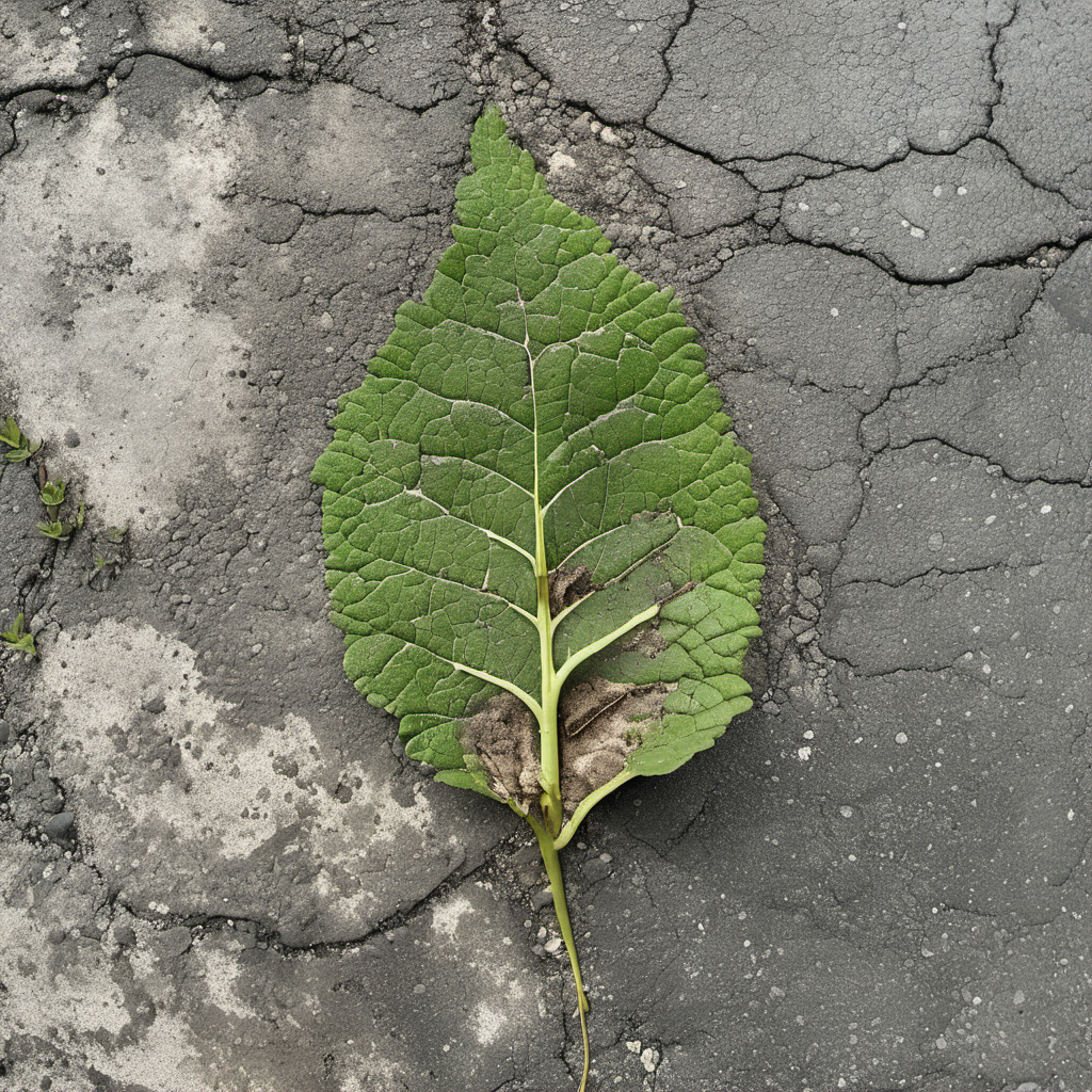 barnum-sepia cinematic photo lush shiny green plant growing from, cracked asphalt texture, weathered, dark,  wet, cracks, simple background
 <lora:asphalt-SDXL-m:0.7> <lora:treebark-SDXL-s-exp:0.7> , evening . 35mm photograph, film, bokeh, professional, 4k, highly detailed