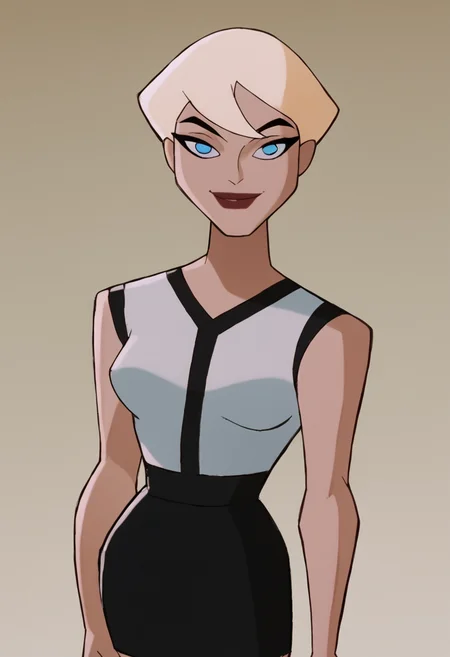<lora:ChelseaBatmanBPony1.0:1> chelsea, 1girl, solo, blonde hair, short hair, white shirt, blue eyes, lipstick, black skirt, score_9, score_8_up, score_7_up, score_6_up, score_5_up, score_4_up, looking at viewer, smile,