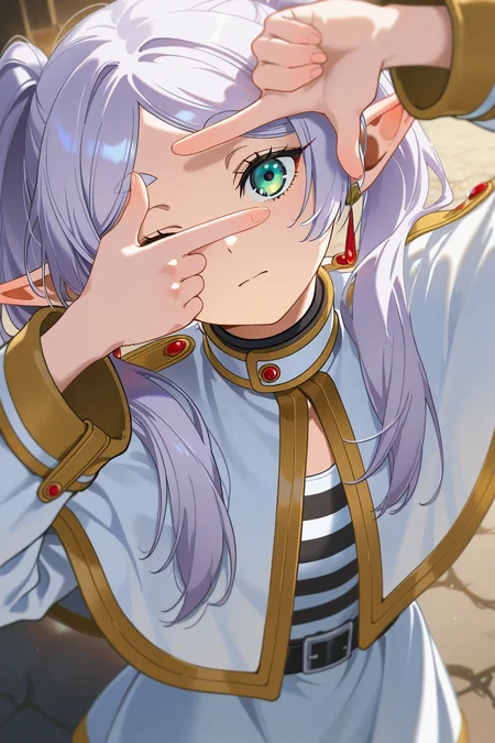 masterpiece, best quality, absurdres, safe
artist:yoneyama_mai
1girl, finger frame, frieren, one eye closed
<lora:finger_frame_il_d16:1>
