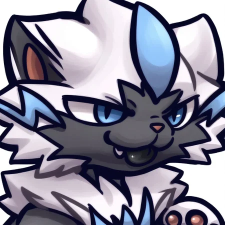 zeraora,mikus-fir, white background,blep,black tongue,smirk