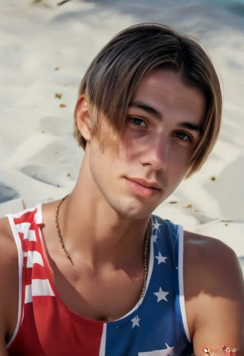 ((Background and body is Xbeachx),(face is 1xcurx1,2xcurx2),(hair is Xamericax)),score_9, score_8_up, score_7_up, portrait