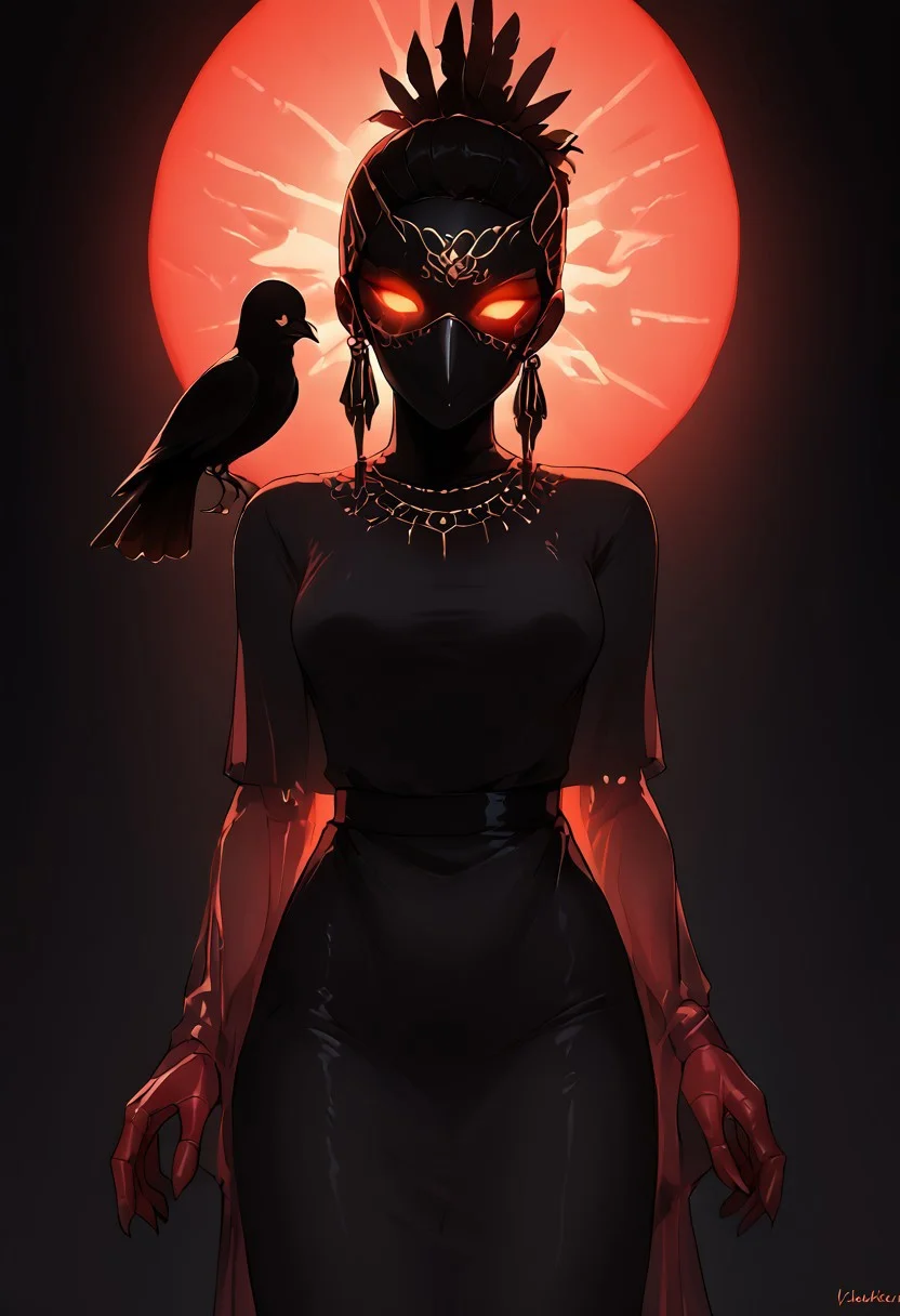 score_9, score_8_up, score_7_up, 1girl, wtsstadamit, silhouette, dress,see-through, BirdMask, Long Beak, Feathers Mask, mummification \(bound\), g0th1c, glowing, neon lights, glowing eyes, best quality, perfect body