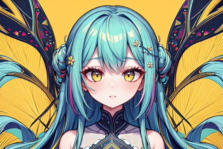 highly insanely detailed, masterpiece, top quality, best quality, highres, 4k, 8k, RAW photo, (very aesthetic, beautiful and aesthetic),  
(code_style,codestyle),(sympattern,geometric pattern),geometric pattern wallpaper,Doodle,vibrant,colorful, 
<lora:CodeStyle (half generic class)_564920:0.5>, 
(1girl:1.3), 1other, 
yellow background,âââ
