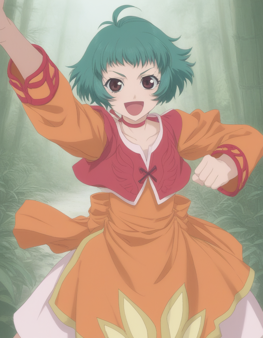 score_9, score_8_up, score_7_up, source_anime,
1girl,solo,
bamboo forest, happy,blush,fighting stance,battle,martial arts,palm sole,
t0ef,
cropped jacket,bow,red choker,orange dress,
<lora:t0ef1.5:1>