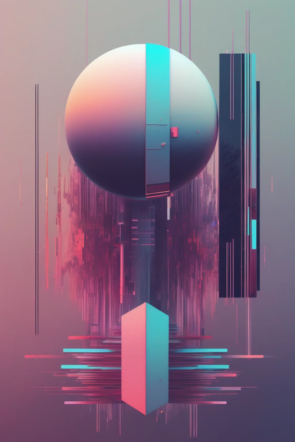 <lora:Beeple (Mike Winkelmann) Style:1>Beeple (Mike Winkelmann) Style - Designers Republic album cover, futuristic cyber tech graphic design, flat design with 3d glitch accents, abstract glitchy minimalst aesthetic, minimal palette, neutrals with one bold accent color