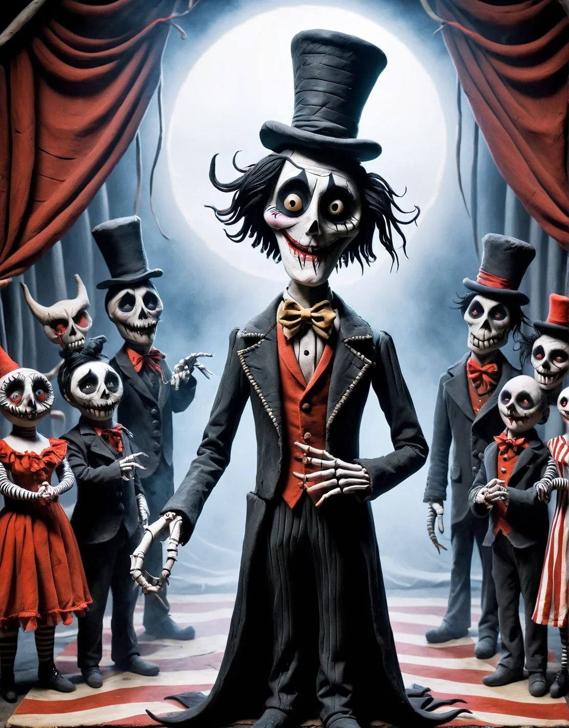 ais-drkclymtn sinister circus performers <lora:ais-drkclymtn-sdxl:1>