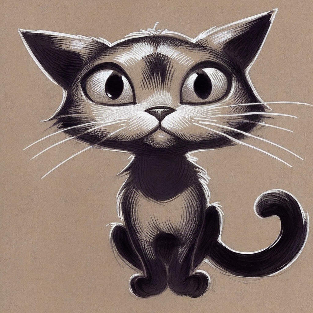 drawix5  drawing  strange cat with big eyes cheerful closeup <lora:drawix5:1>