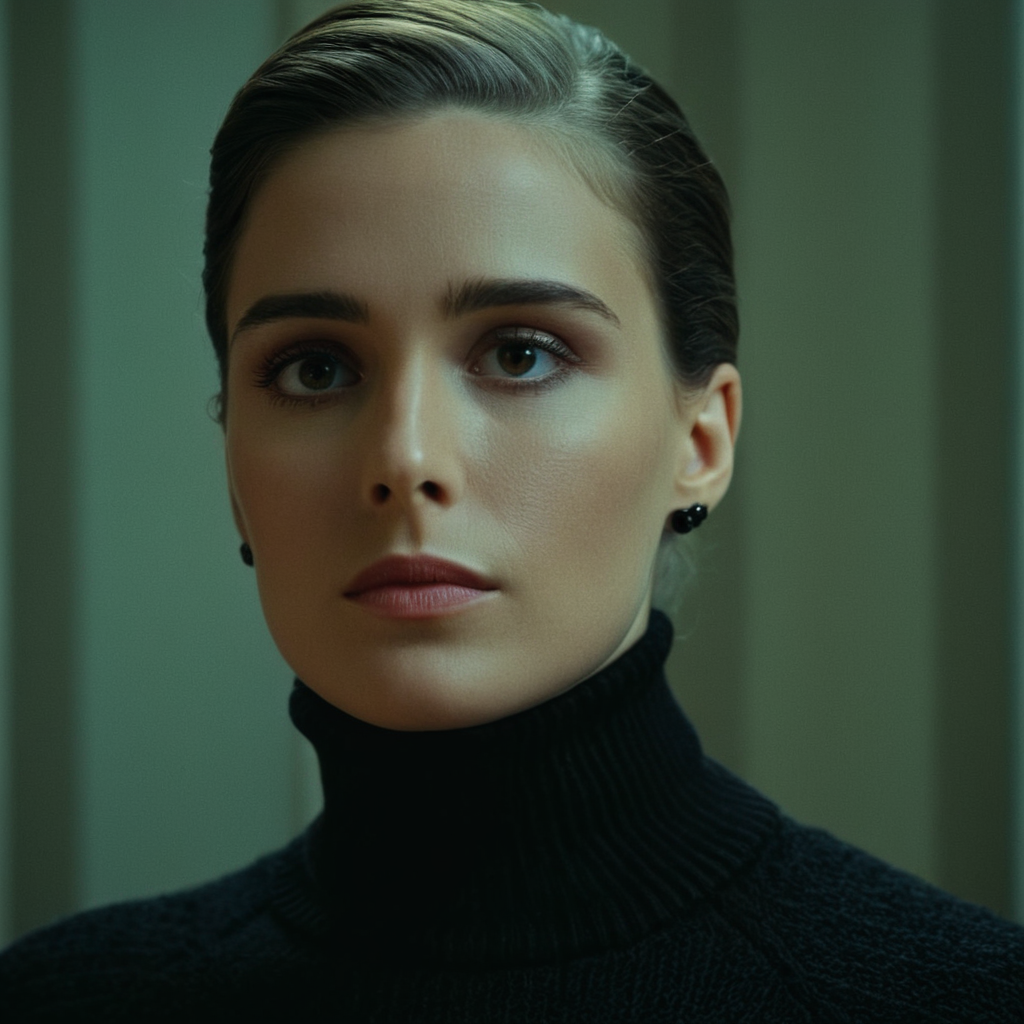 cinematic film still of <lora:detailed_notrigger:0.1>
<lora:facial expression style v2:0.1>
<lora:perfection style:0.1> perfection style
<lora:TeethXL:0.1>
<lora:detailed:0.1> detailed
<lora:skin texture style:0.2>
 <lora:SDXLHighDetail_v5:0.2>
 <lora:Cinematic Vintage Hollywood Film Style v3:1>
a woman with a black turtle neck sweater Cinematic Vintage Hollywood Film Style, shallow depth of field, vignette, highly detailed, high budget, bokeh, cinemascope, moody, epic, gorgeous, film grain, grainy