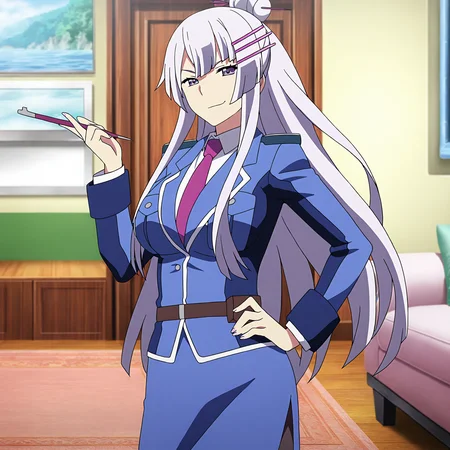 <lora:Froleytia-000018:0.7>Froleytia,solo,looking at viewer,normal suit,smug,hand on hip,living room,