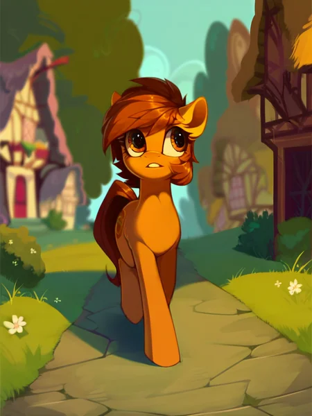 score_9, score_8_up, score_7_up, score_6_up, score_5_up, score_4_up,source_pony, feral pony Venus_Spring, 1girl, solo, walking, ponyville, <lora:venusspring-v1:1.0>