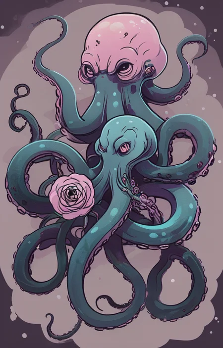 masterpiece,best quality,<lora:tbh30-sdxl:0.9>,illustration,tentacles,csulu, decaying peonies