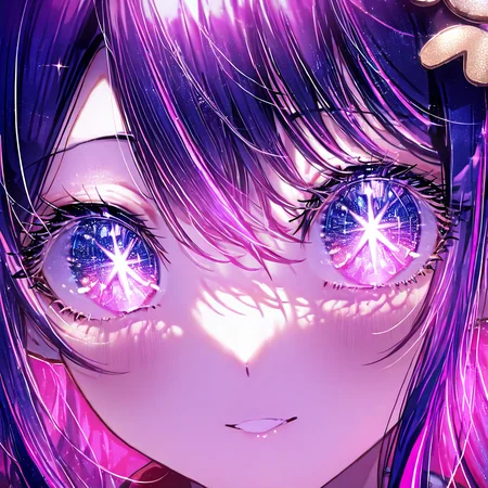 1girl,solo,bangs,eye focus,face,close-up,sparkle,looking at viewer,glowing,eyelashes,hoshino ai,masterpiece, best quality, very aesthetic, absurdres,   <lora:Jeweled eyes-NAI:1>