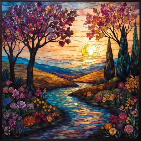 Landscape, ArsMJStyle, Stained Glass,