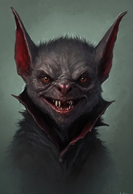 imcc style, horrifying vampire bat, fantasy