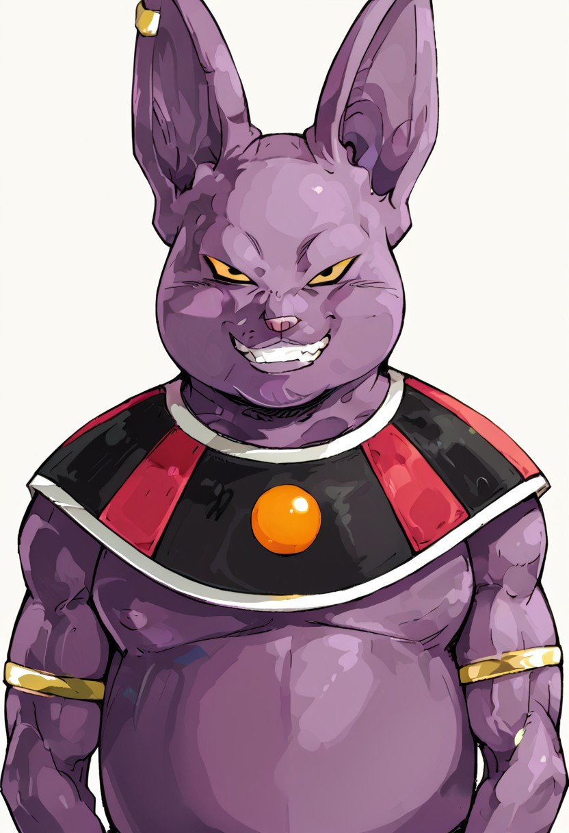 score_9, score_8, score_7, source_anime, champa (dragon ball), male focus, 1boy, solo, looking at viewer, jewelry, armlet, earrings, smile, teeth, piercing
