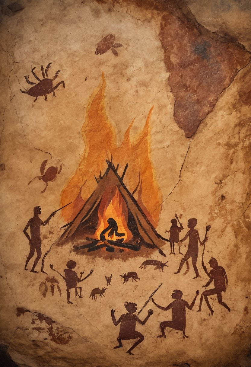 parietal cave painting of campfire