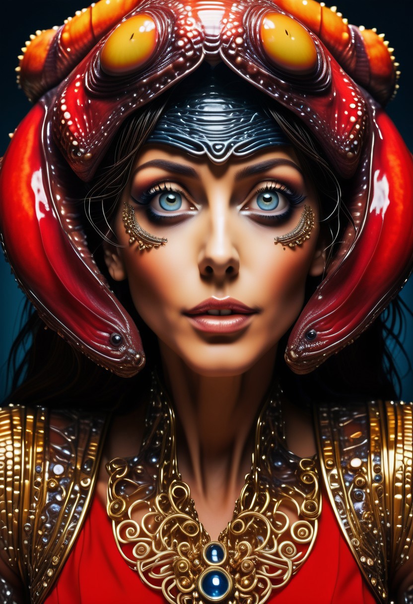 ReptileSkin01_CE_SDXL, beautiful female, Bthalatta, score_9, score_8_up, score_7_up, score_6_up, score_5_up, score_4_up, UHD, 8K, masterpiece, detailed, ultra_high_resolution, lots of detail, OverallDetailXL, detailxl, Masterpiece, 32k, (photorealistic:1.4), small waist, fitness body, toned muscles, wide hips, slender legs, high cheekbones, oval face, 32 years old, mature female, milf, makeup, curvy, pretty face,  jewelry, solo, seductive smile, sultry, serious stare, stern look, natural skin, long hair, realistic photograph, perfect hair, coffee shop, (red Victorian dress made of reptile skin:2.8), (high neck closure:2), (fully dressed:3.6), natural hands, (clothes made from reptile skin:2), (reptile_skin:4), mature brunette, (perfect anatomy), (anatomically correct:1.5), (big yellow reptile eyes:2), (big eyes:4).