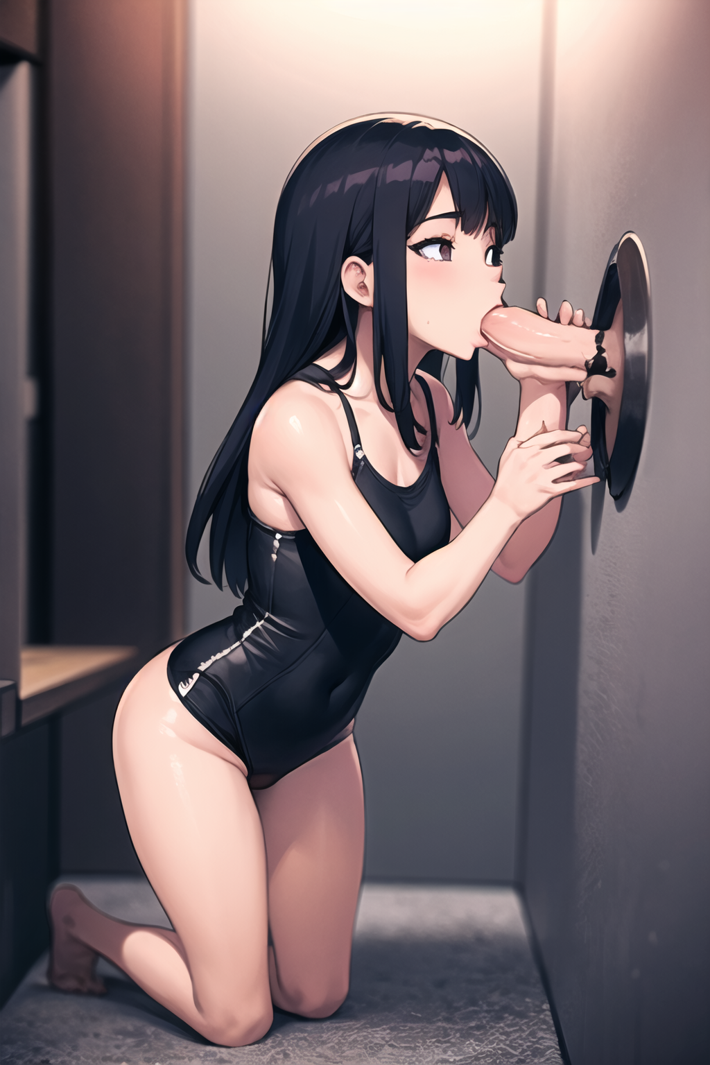 masterpiece, best quality, ultra-detailed, 1girl, glory hole, fellatio, penis,
