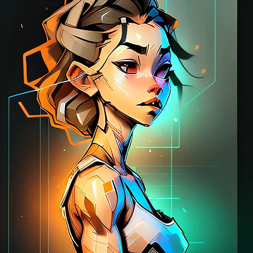 stuckism full body portrait of a developed, delicate, Relieved plumber woman, opulent, :|, with short brown hair wearing wrist scrunchie , digital art, trending on artstation, highly detailed, fine detail, intricate, outrun, vaporware