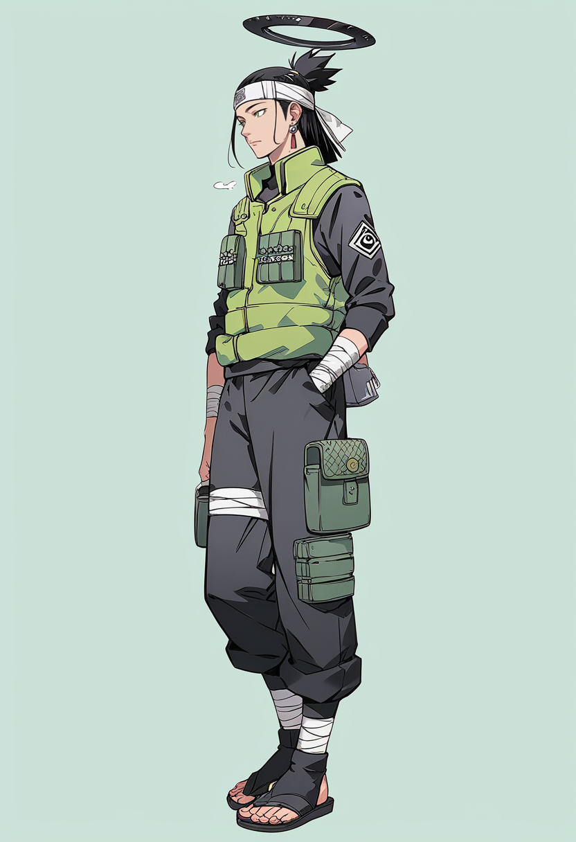score_9,score_8_up,score_7_up,score_6_up,masterpiece, full body, 1boy, Shikamaru as a konoha shinobi, fashion icon, Cool green yellow dragon vest, long black tight pants , metal konoha headband, shinobi back pouch, bandage, peep toe sandal, background (Tokyo Temple),  ikido breath effect as kimonos, halo khitoshu
<lora:Shikamaru:0.8> <lora:add-detail-xl:1>