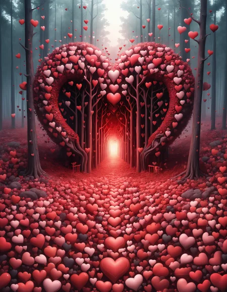 amazing award winning photo of a forest made out of hearts as zavy-hrtfl
