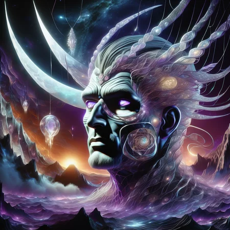 ((best quality)), ((masterpiece)), ((realistic,digital art)), (hyper detailed),DonMC0sm1cW3bXL,cosmic,male female CyclopeOne-eyed giants, Mythological creatures, Enormous and powerful, Singular eye in the middle of the forehead, Fierce and intimidating appearance, Known for strength and brutality, fantasy, greek mythology, Legal age, Plump, African, Hazel eyes, Narrow Nose, Narrow Chin, Chiseled Jaw, , Purple Fishtail braid hair, Annoyance, Crystal Attunement, Holding crystals to amplify magical energy, Druid, (Earthy Fantastical ,Ethereal,Mystifying,Vibrant,Fishnet Diffusion,Convection,Supersolid,Cosmic Radiation,Cube,Hexagon ,bioluminescence magic:1.0) Ice Manipulation , Observing the dance of magical fireflies, learning from their luminescence, Astral Gleam, <lora:DonMC0sm1cW3bXL-000009:1>