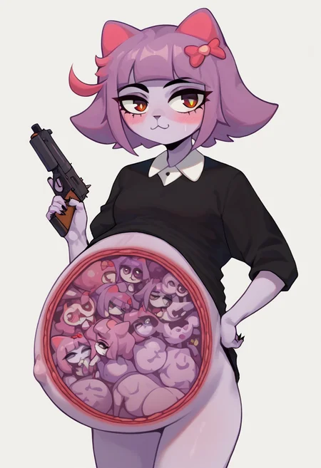 score_9, score_8_up, score_7_up,
fetus, multiple guns pregnancy, pregnant, x-ray <lora:fetus:1>
by nezumi \(artist\), (multiple weapon:1.1),
masunya, masyunya (vkontakte), masyunya /(vkontakte/), cat ears, purple skin color, hair bow, (purple hair color:1.1), <lora:masunya-masyunya_ponyXL_v1:0.8>
