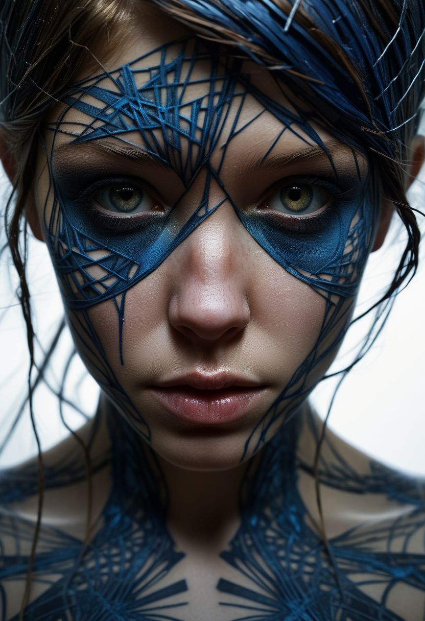 Close-up face, mysterious silhouette of a scottish girl in worn down clothing, goddess, alluring, by Minjae Lee, Carne Griffiths, Emily Kell, Steve McCurry, Geoffroy Thoorens, Aaron Horkey, Jordan Grimmer, Greg Rutkowski, amazing depth, double exposure, surreal, geometric patterns, intricately detailed, bokeh,  perfect balanced, deep fine borders, artistic photorealism , smooth,  great masterwork by Suiras  <lora:add-detail-xl:2>  <lora:Double_Exposure:0.5>