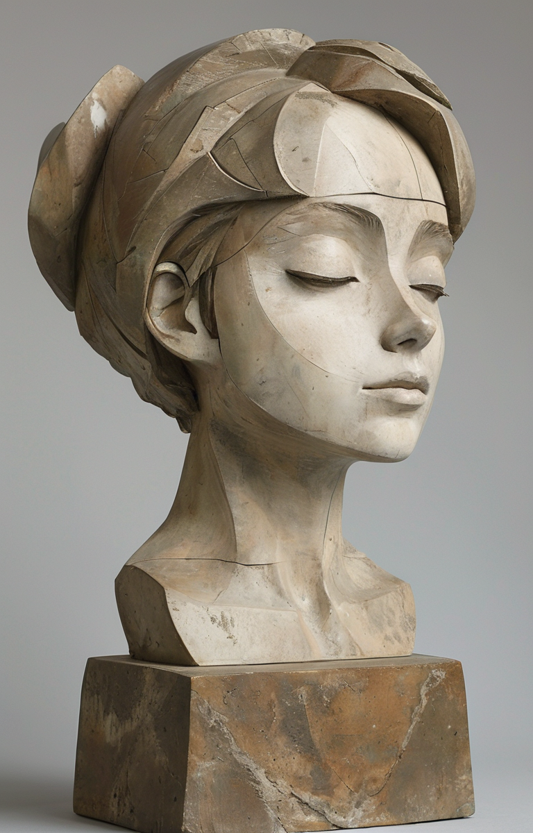 masterpiece,best quality,<lora:tbh133-sdxl:0.9>,idolmaster cinderella girls,drawing,style of Raymond Duchamp-Villon,sculpture