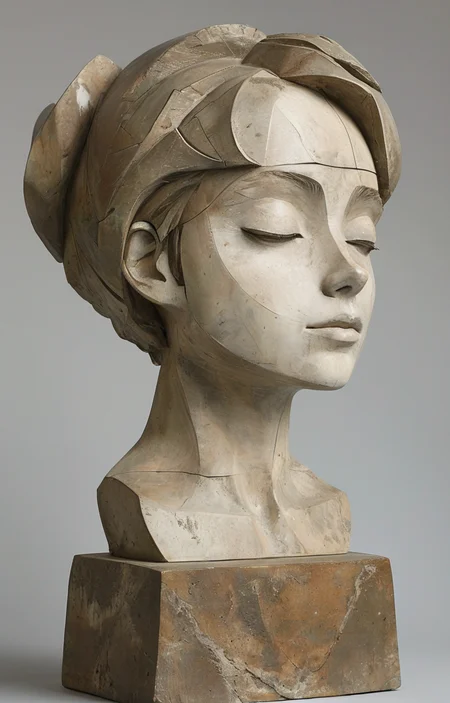 masterpiece,best quality,<lora:tbh133-sdxl:0.9>,idolmaster cinderella girls,drawing,style of Raymond Duchamp-Villon,sculpture