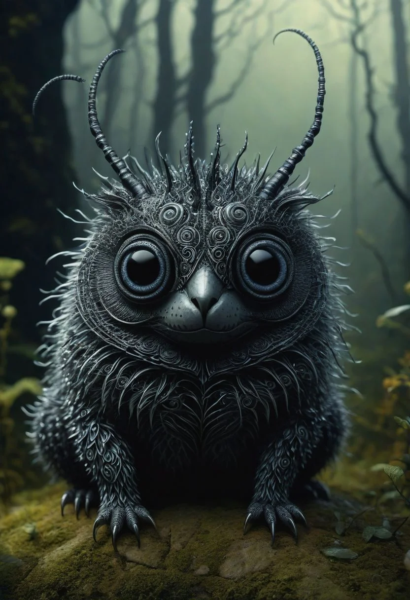 in the style of tim burton style depicting one strange and cute Animal very detailed, 4k, uhd masterpiece