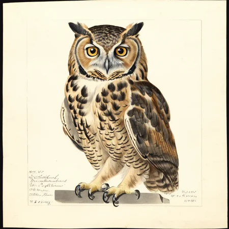 illustrative drawing of a ANATOMY OF A OWL, half,  pomological watercolor <lora:PomologicalConfig4DebWITHTE4RP:1>