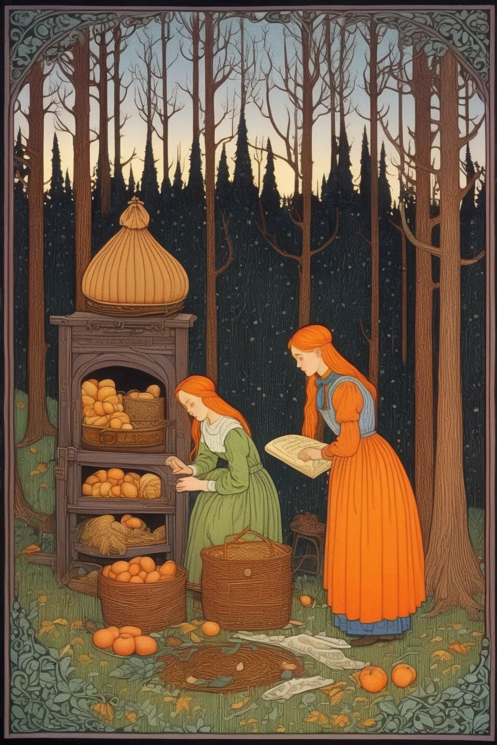 <lora:Ivan Bilibin Style:1>Ivan Bilibin Style - Anne of Green Gables CHAPTER II. The Delights of Anticipation