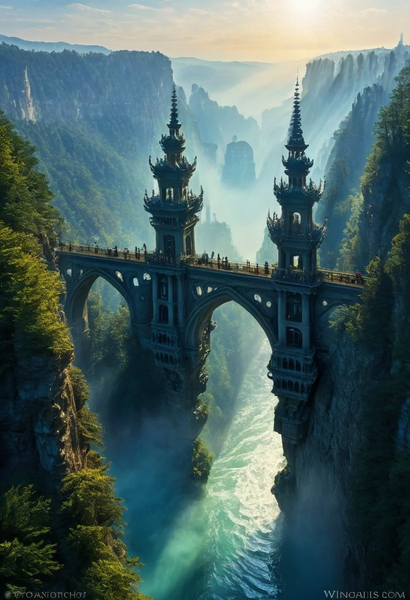 towers ringed in mist, sunrays, mixed media, surrealism, fantasy, great lighting, A surreal landscape highly detailed, extremely high-resolution details, appears trapped in an optical illusion of reflections and refractions colorful, Zhangjiajie mountains, Vienna in contemporary Austria, baroque architecture, stone bridges, winding rivers extending to the horizon, professional photography, natural lighting, volumetric lighting maximalist. vivid, vibrant colors, intricately detailed, complex, elegant, expansive, fantastical, film photography style, medium grain,